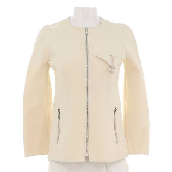 Hermes Women's Two Pocket Zip Up Raglan Jacket Viscose Blend Neutral - Picture 1 of 8